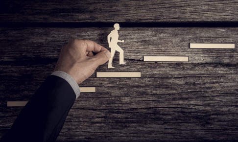 Retro,Style,Image,Of,A,Successful,Businessman,Climbing,The,Corporate